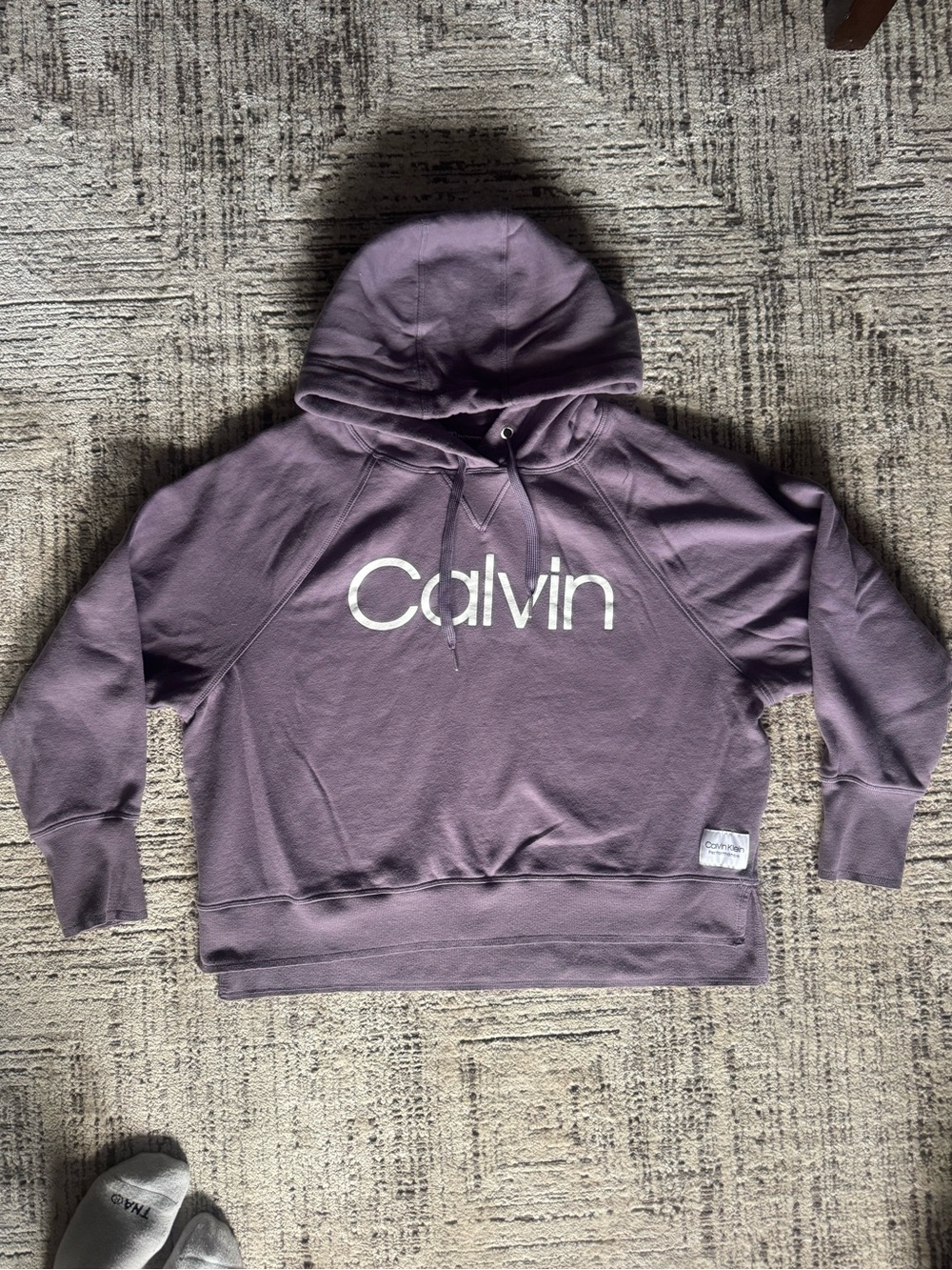 Calvin Klein Cropped Lavender Purple Logo Hoodie